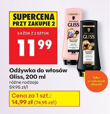 Odżywka do włosów Gliss, 200 ml promocja w Biedronka
