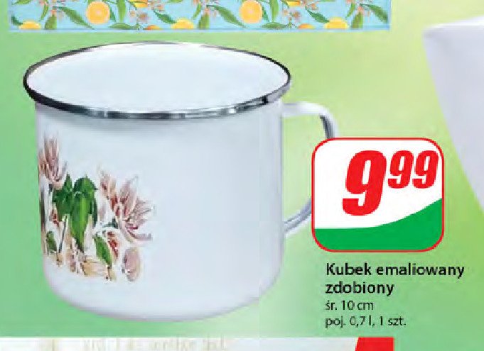 Kubek emaliowany zdobiony 10 cm promocja