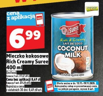 Mleczko kokosowe Rich Creamy Suree promocja w TOPAZ