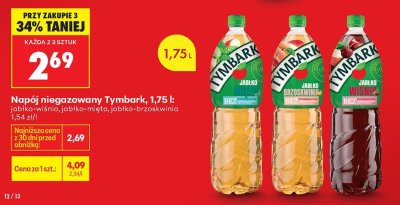 Napój niegazowany 1,75 l jabłko-wiśnia promocja w Biedronka