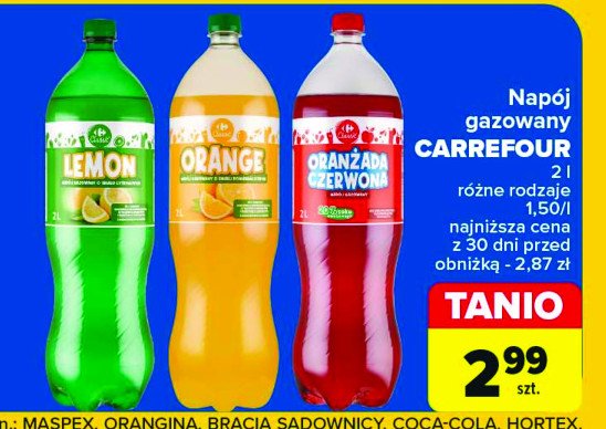 Napoj orange Carrefour classic promocja