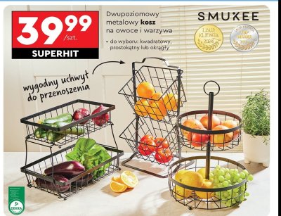 Kosz metalowy na owoce dwupoziomowy prostokątny Smukee promocja