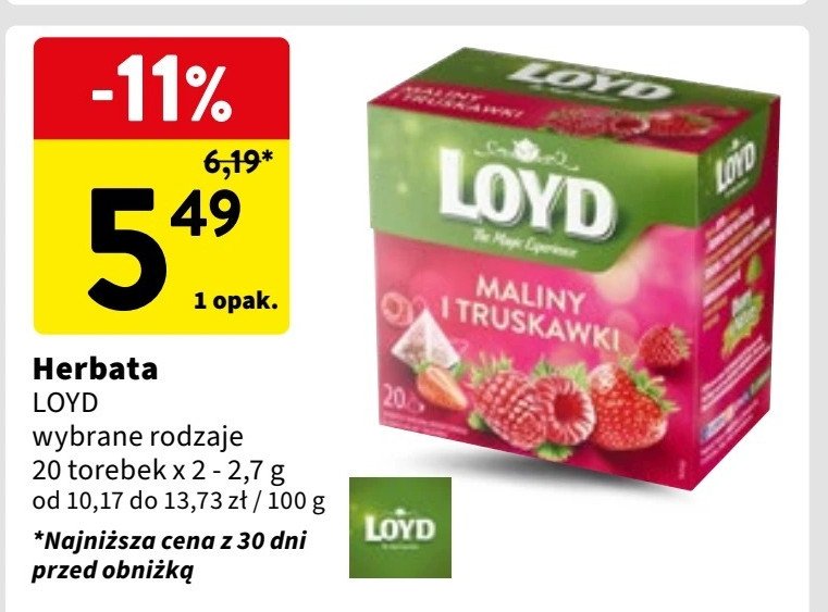 Herbata malina-truskawka Loyd tea promocja