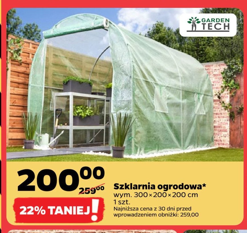 Szklarnia ogrodowa 300 x 200 x 200 cm Garden tech promocja