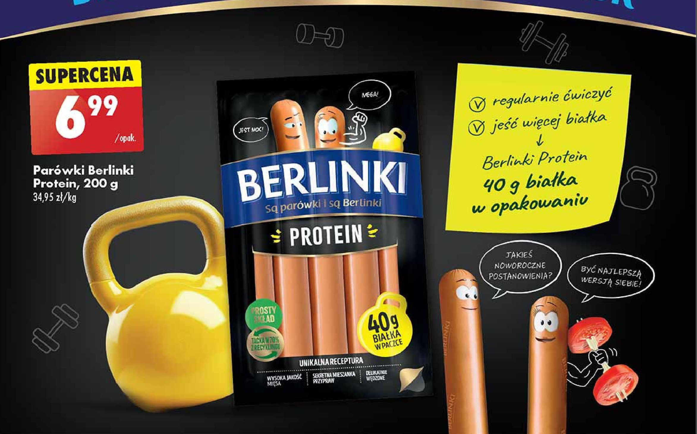 Parówki protein Morliny berlinki promocja w Biedronka