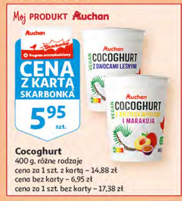 Cocoghurt z owocami leśnymi Auchan różnorodne (logo czerwone) promocje