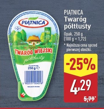 Twaróg wiejski półtłusty Piątnica promocja w Aldi