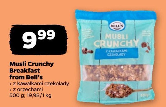 Musli crunchy z kawałkami czekolady Breakfast from bell's promocja w Netto