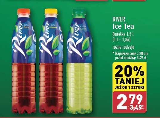 Napój ice tea peach River promocja w Aldi