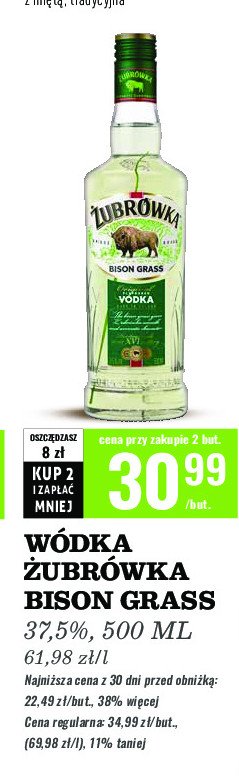 Wódka Żubrówka bison grass promocja w Biedronka