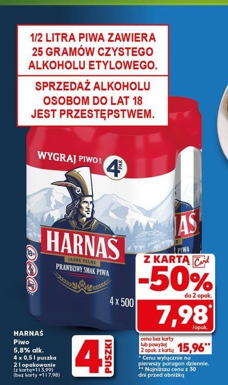 Piwo Harnaś jasne pełne promocja w Selgros