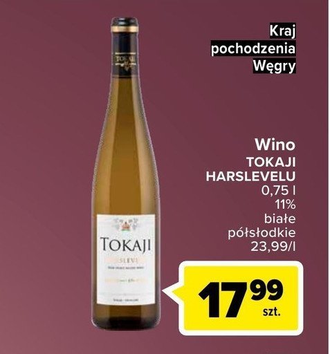 Wino białe półsłodkie Tokaji harslevelu promocja