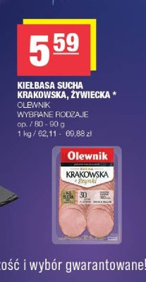 Kiełbasa sucha Krakowska, Żywiecka Olewnik wybrane rodzaje promocja w SPAR