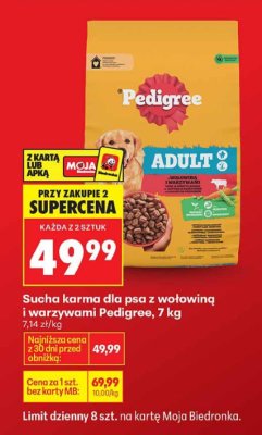 Sucha karma dla psa z wołowiną i warzywami Pedigree 7 kg promocja w Biedronka
