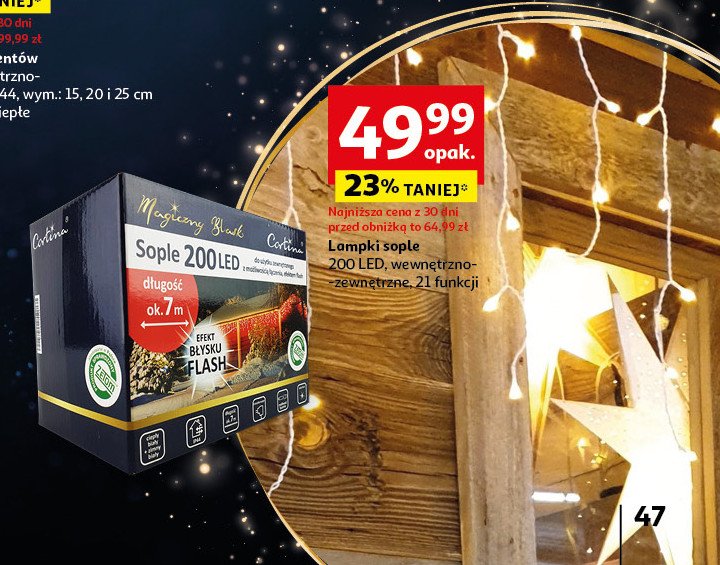 Lampki sople 200 led promocja w Auchan