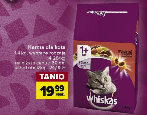 Karma dla kotów z wołowiną Whiskas promocja