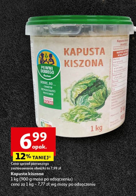 Kapusta kiszona Auchan pewni dobrego promocja