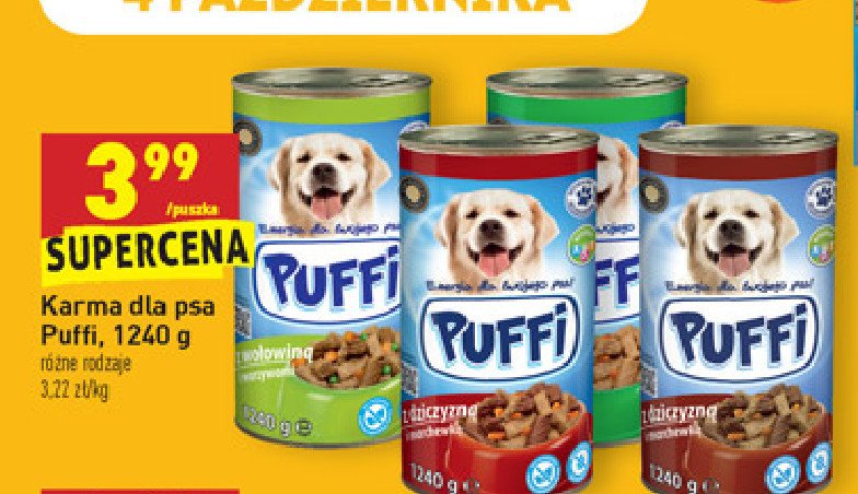 Karma dla psa za wołowiną i warzywami Puffi promocja