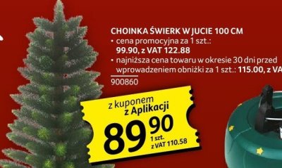 Choinka świerk w jucię 100 cm promocja w Selgros
