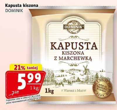 Kapusta kiszona 1kg DOMINIK promocja w Prim Market