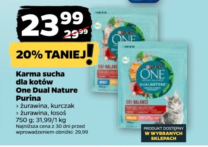 Karma dla kota dual nature żurawina z łososiem Purina one promocja