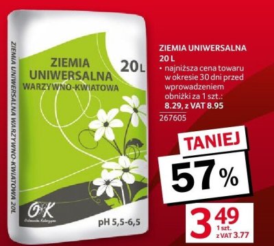 Ziemia uniwersalna warzywno-kwiatowa 20L promocja w Selgros