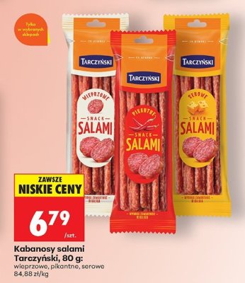 Kabanosy salami Tarczyński, 80 g: wieprzowe, pikantne, serowe promocja w Biedronka