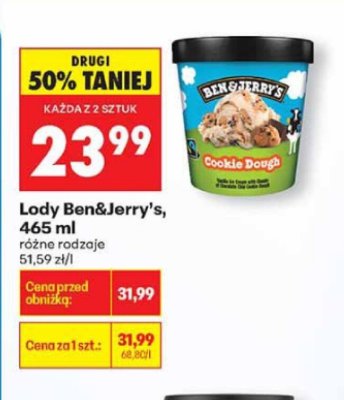 Lody Ben&Jerry's, 465 ml promocja w Biedronka