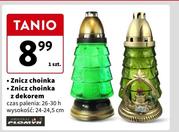 Znicz choinka z dekorem PŁOMYK promocja w Intermarche