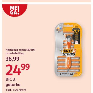 Maszynka do golenia + 12 wkładów BIC 3 HYBRID EXTRA LIFE promocja w Rossmann