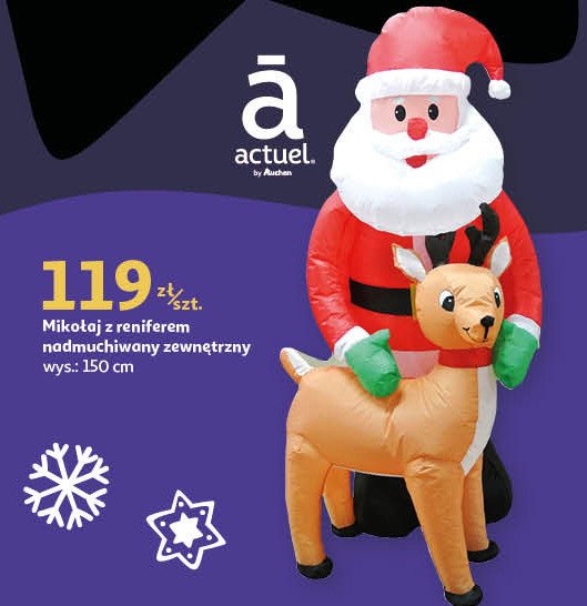 Mikołaj z reniferem zewnętrzny 150 cm promocja