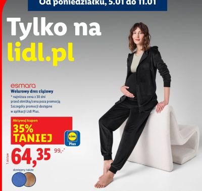 Dres welurowy ciążowy esmara promocja w Lidl