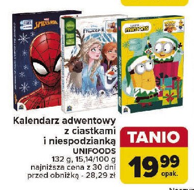 Kalendarz adwentowy minionki promocja w Carrefour