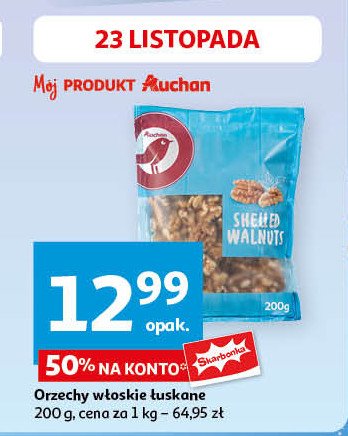 Orzechy włoskie łuskane Auchan różnorodne (logo czerwone) promocja