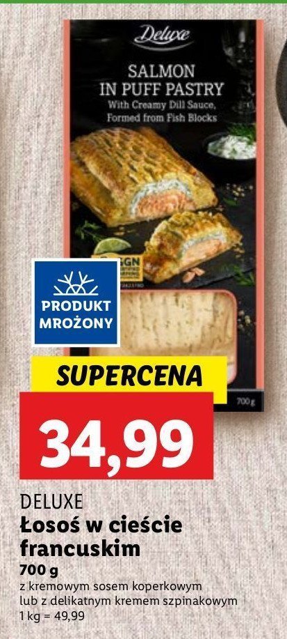 Łosoś w cieście francuskim w sosie szpinakowym Deluxe promocja