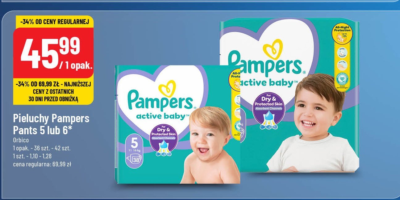 Pieluszki dla dzieci 6 Pampers active baby promocja