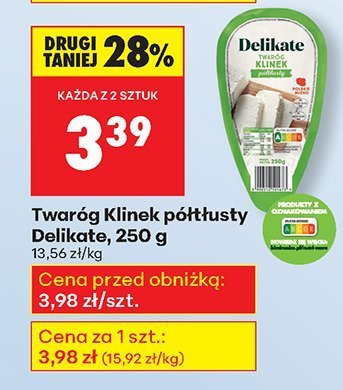 Twaróg Klinek półtłusty 250 g promocja w Biedronka