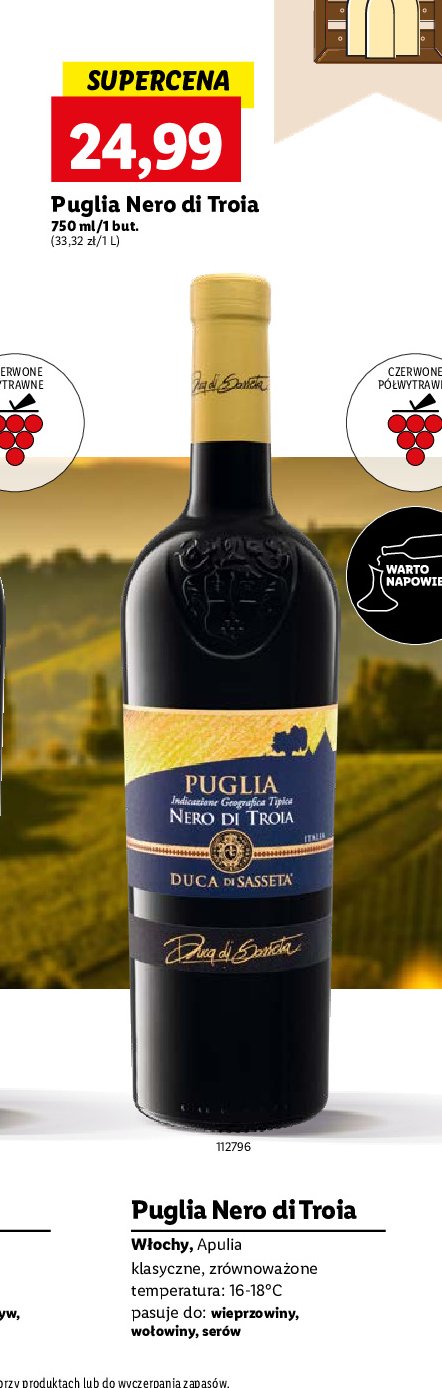 Wino PUGLIA NERO DI TROIA promocja w Lidl