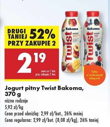 Jogurt brzoskwinia mango Bakoma twist promocja w Biedronka