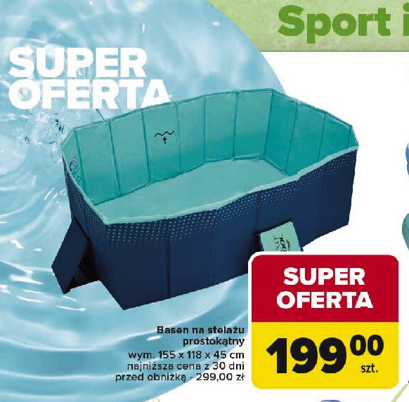 Basen ze stelażem prodtokątny 155 x 118 x 45 cm promocja w Carrefour