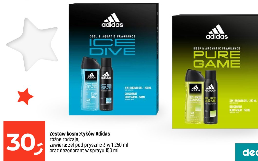 Zestaw w pudełku pure game żel pod prysznic 250 ml + dezodorant 150 ml Adidas zestawy Adidas cosmetics promocja