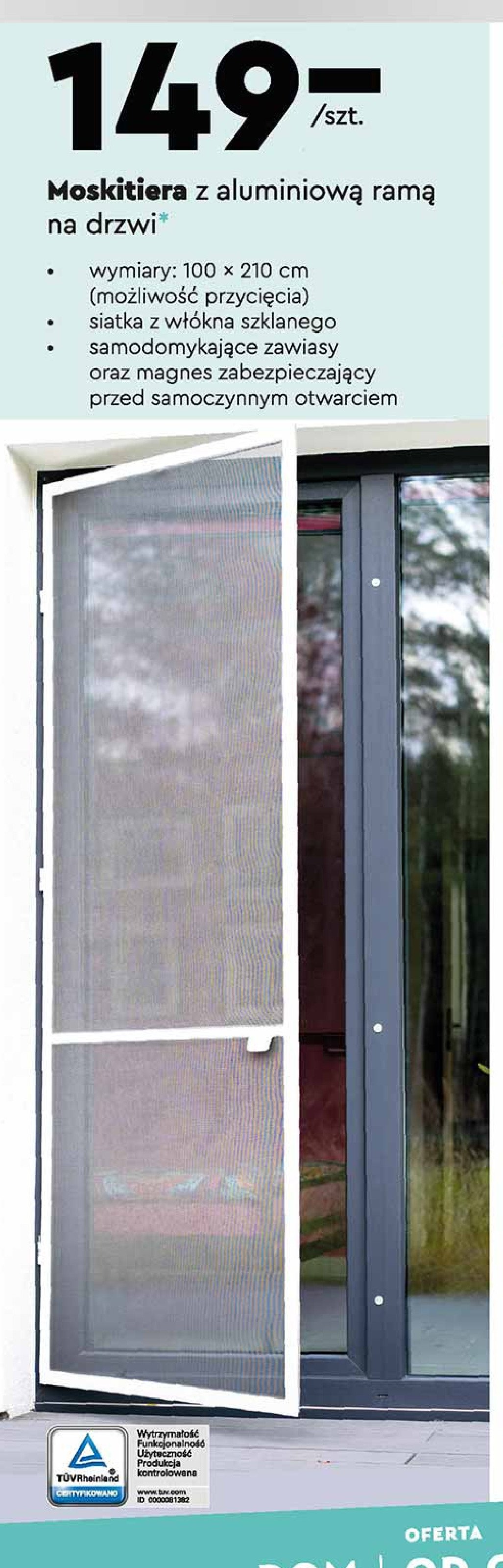Moskitiera z aluminiową ramą na drzwi 100 x 210 cm Smukee home promocje