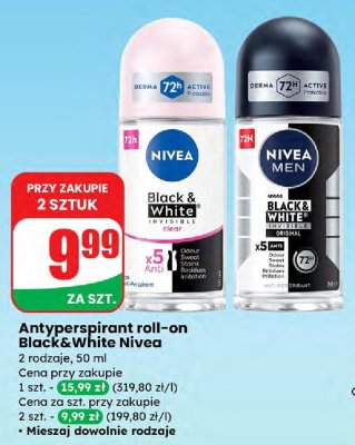 Antyperspirant w kulce roll-on Black&White Invisible Clear promocja w Dino