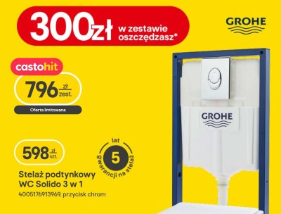 Stelaż podtynkowy WC Solido 3 w 1 GROHE promocja w Castorama