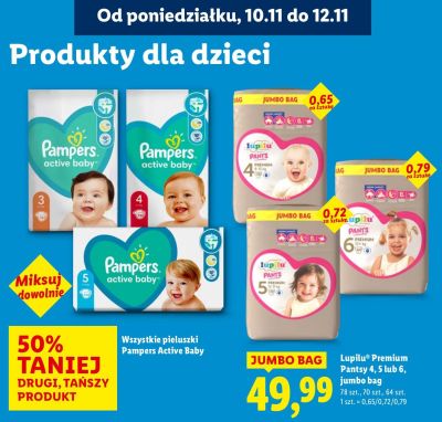 Pieluchy Lupilu Premium Pantsy 4, 5 lub 6 jumbo bag promocja w Lidl