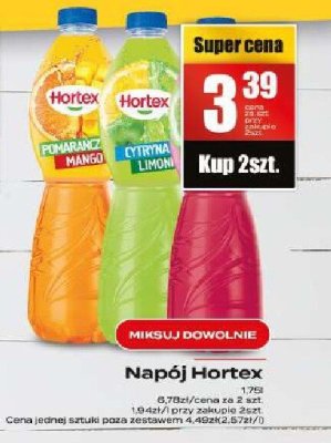 Napój Hortex różne smaki promocja w Supeco