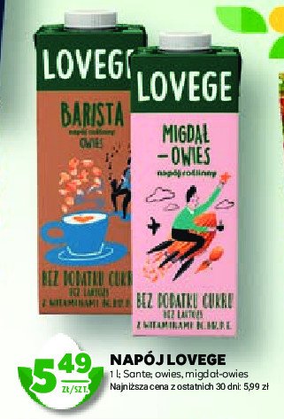 Napój migdałowo-owsiany bez cukru Lovege promocja