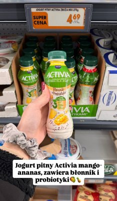 Jogurt pitny Activia mango-ananas 270g promocja w Biedronka