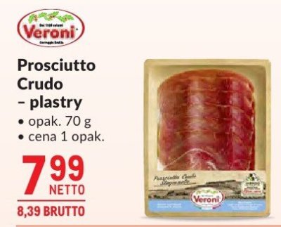 Prosciutto Crudo - plastry Veronì promocja w Makro