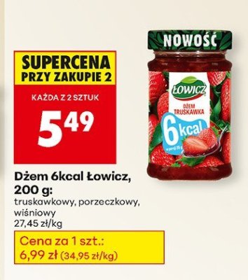 Dżem 6kcal Łowicz: wiśniowy promocja w Biedronka